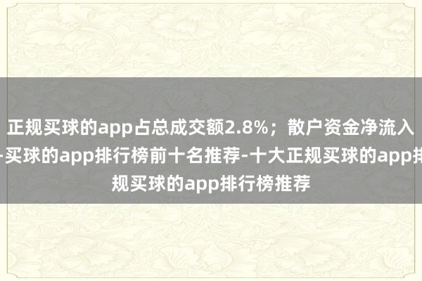 正规买球的app占总成交额2.8%；散户资金净流入1.01亿元-买球的app排行榜前十名推荐-十大正规买球的app排行榜推荐