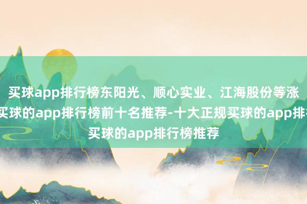 买球app排行榜东阳光、顺心实业、江海股份等涨幅居前-买球的app排行榜前十名推荐-十大正规买球的app排行榜推荐