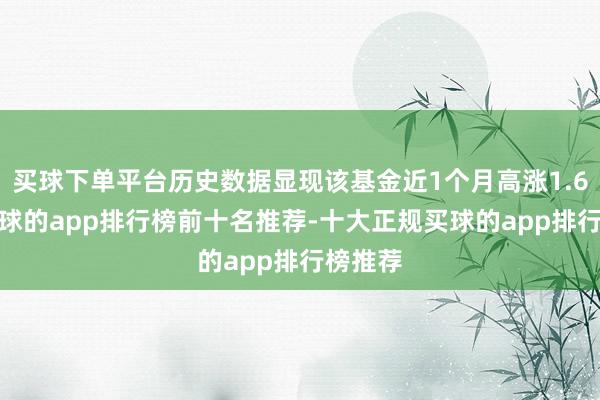 买球下单平台历史数据显现该基金近1个月高涨1.68%-买球的app排行榜前十名推荐-十大正规买球的app排行榜推荐